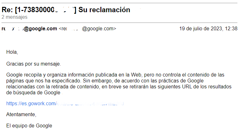 Contenido eliminado por Difamación en plataforma Gowork